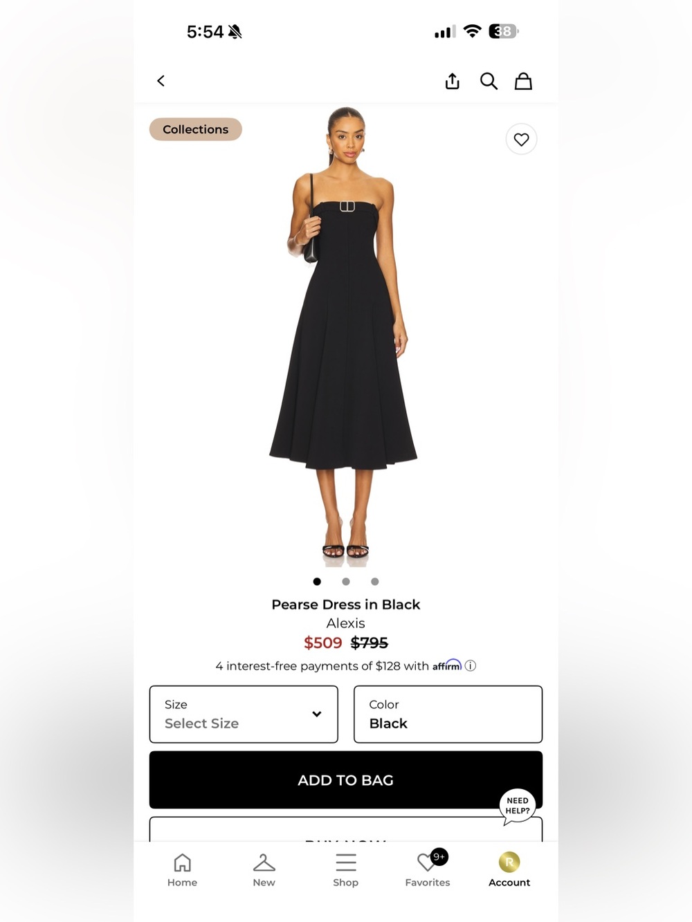 Alexis Black Strapless Pearse Midi Dress